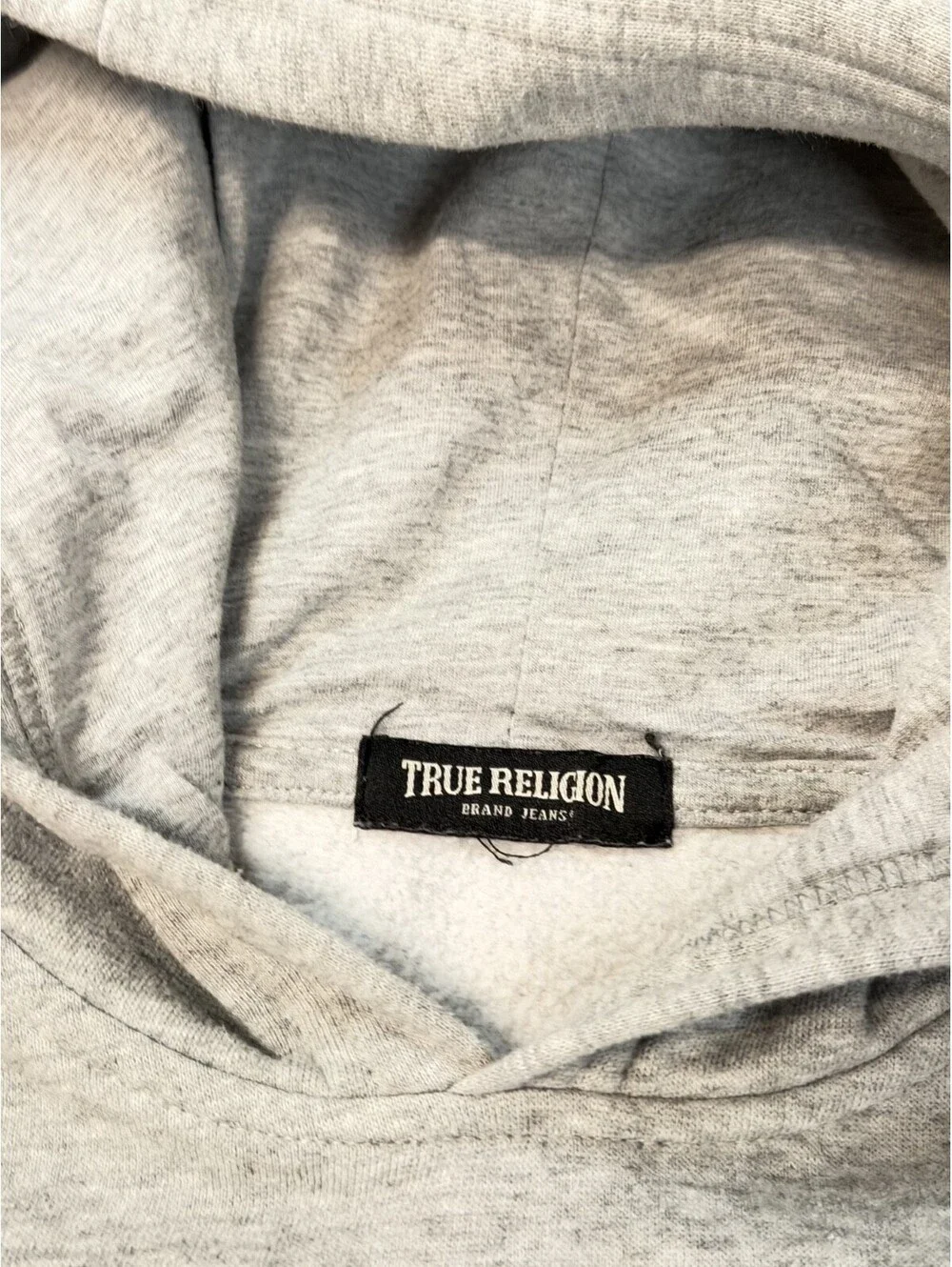 True Religion Men's L Pullover Hoodie Gray Large Heritage Buddha Graphic